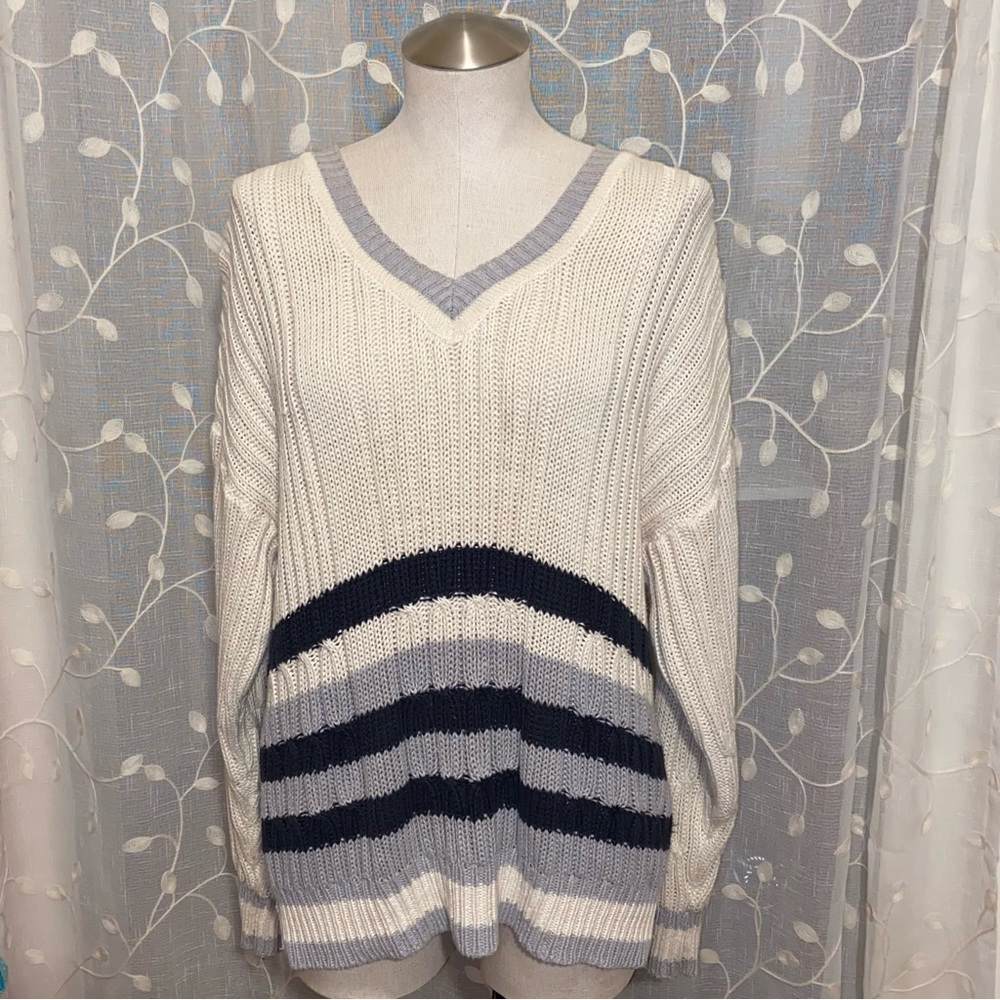 cream v-neck knit sweater✨